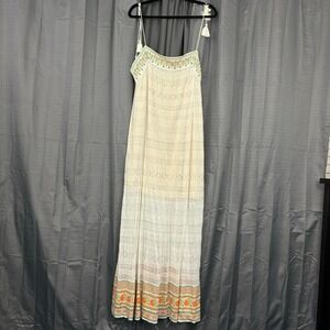 Anthropologie Cecilia Prado Augusta Tasseled Maxi Dress L Ivory Crochet‎ Beachy